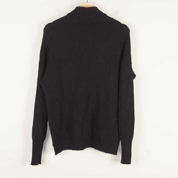 Christy Lynn Everly Sweater Black 100% Wool Pullover Ribbed Cowl Neck Womens XS - Picture 2 of 8